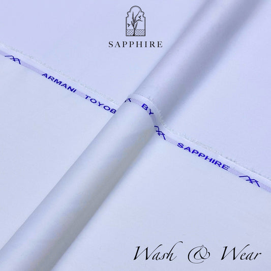 Sapphire Brilliant White Wash & Wear Unstitched Suit